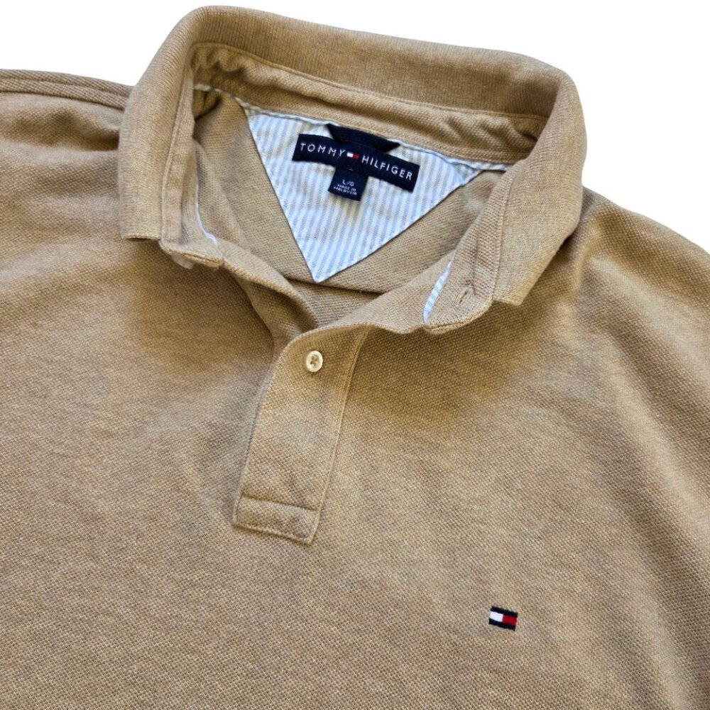 Tommy Hilfiger Men's Tan Long Sleeve Sweater Large Classic Old Money Cottagecore